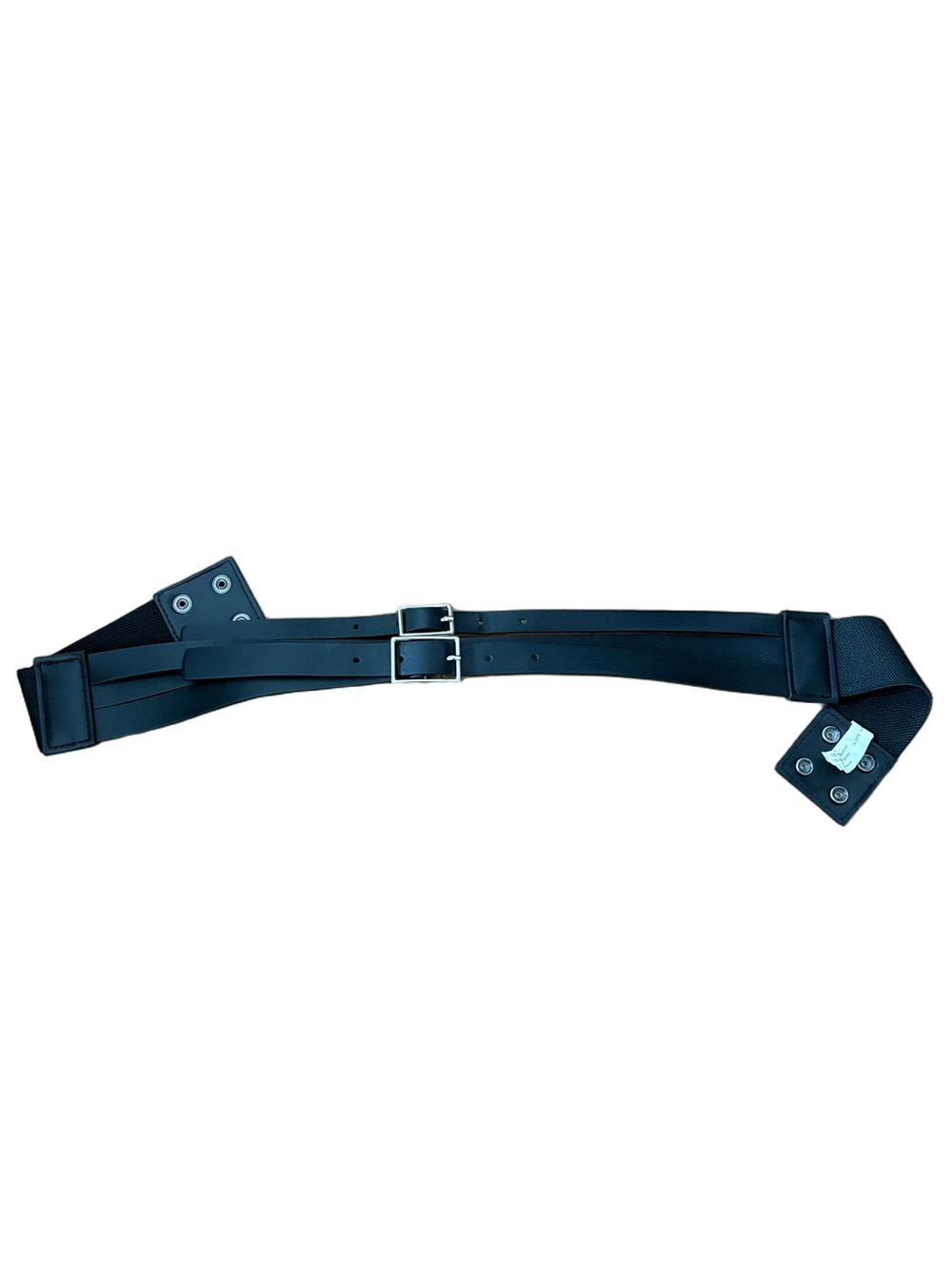 Adjustable Black Double-Buckle Stretch Waist Belt